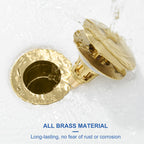 PerPaiMe Universal Bathroom Sink Stopper - Pop Up Sink Drain Stopper, Push Button Flixfilter Sink Drain Stopper Replacement, Wash Basin Drain Filter Plug Anti-Clogging Basket, Brushed Gold