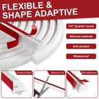 0.25" x 0.25" Mini Quarter Round Molding, 10FT Ultra-Slim Peel and Stick Trim for Small Gaps, Countertop Wall Seam, Window Sill, Desk & Cabinet Edge, Flexible Self Adhesive Finishing Strip