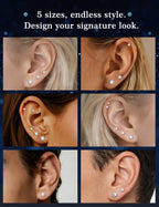 Kosuwo Moissanite Stud Earrings Set, 925 Sterling Silver, 18K White Gold Plated, Hypoallergenic, 5 Pairs, for Women and Men (18K White Gold)