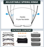 READITEASY 3 Pack Reading Glasses Men 1.0 Blue Light Blocking, Readers Men with Spring Hinge Reduce Eyestrain/UV/Dryness, Mens Reading Glasses 1.0+