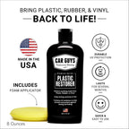 CAR GUYS Plastic Restorer | Bring Plastic, Rubber, and Vinyl Back to Life! | User-Friendly Trim Restorer | Safe Auto Detailing Supplies | 8 Oz Kit with Foam Applicator