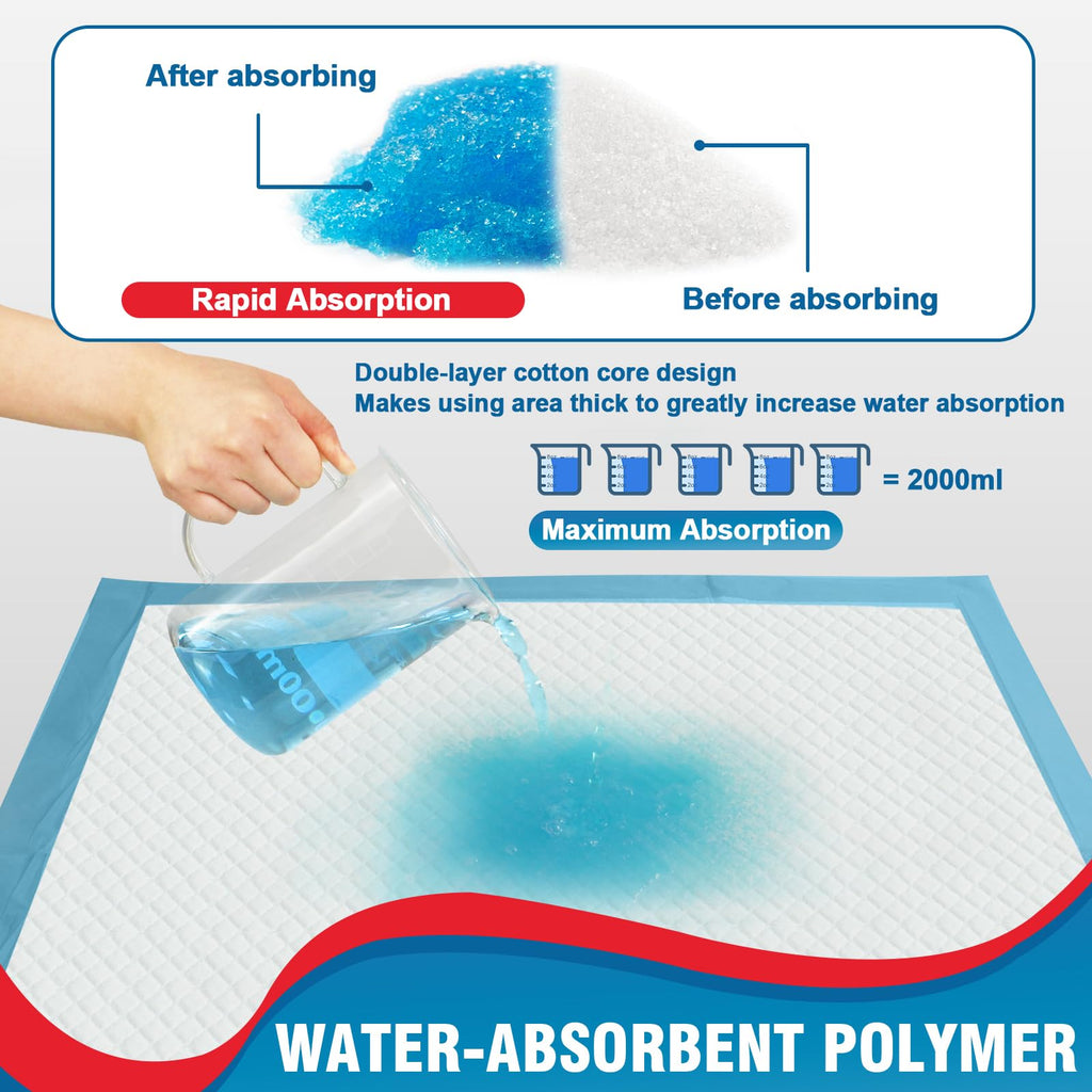 BIGGMED Tear-Resistant Disposable Bed Pads 36" x 36" 50 Count Super Absorbent Underpads, Chux Thicker Extra Large Incontinence Bed Pads, Pee Pads for Adults, Kids, Elderly, Pets