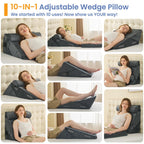 Sasttie Wedge Pillow Set for After Surgery, 2PCS Adjustable Bed Wedge Pillow Headboard with Memory Foam Neck Cushion – for Acid Reflux, Sleeping, Neck & Back Support, Velvet & Dark Grey