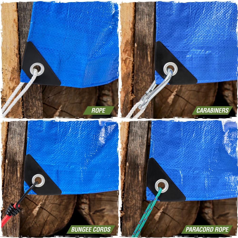 RUGGED RHINO Heavy Duty Waterproof Tarp, 10x20, UV and Tear Resistant Cover with Reinforced Grommets and Corners, Outdoor Multipurpose Tarps for Camping, Patio, Garden, Car & Roof, 5 Mil, 1 Pack, Blue