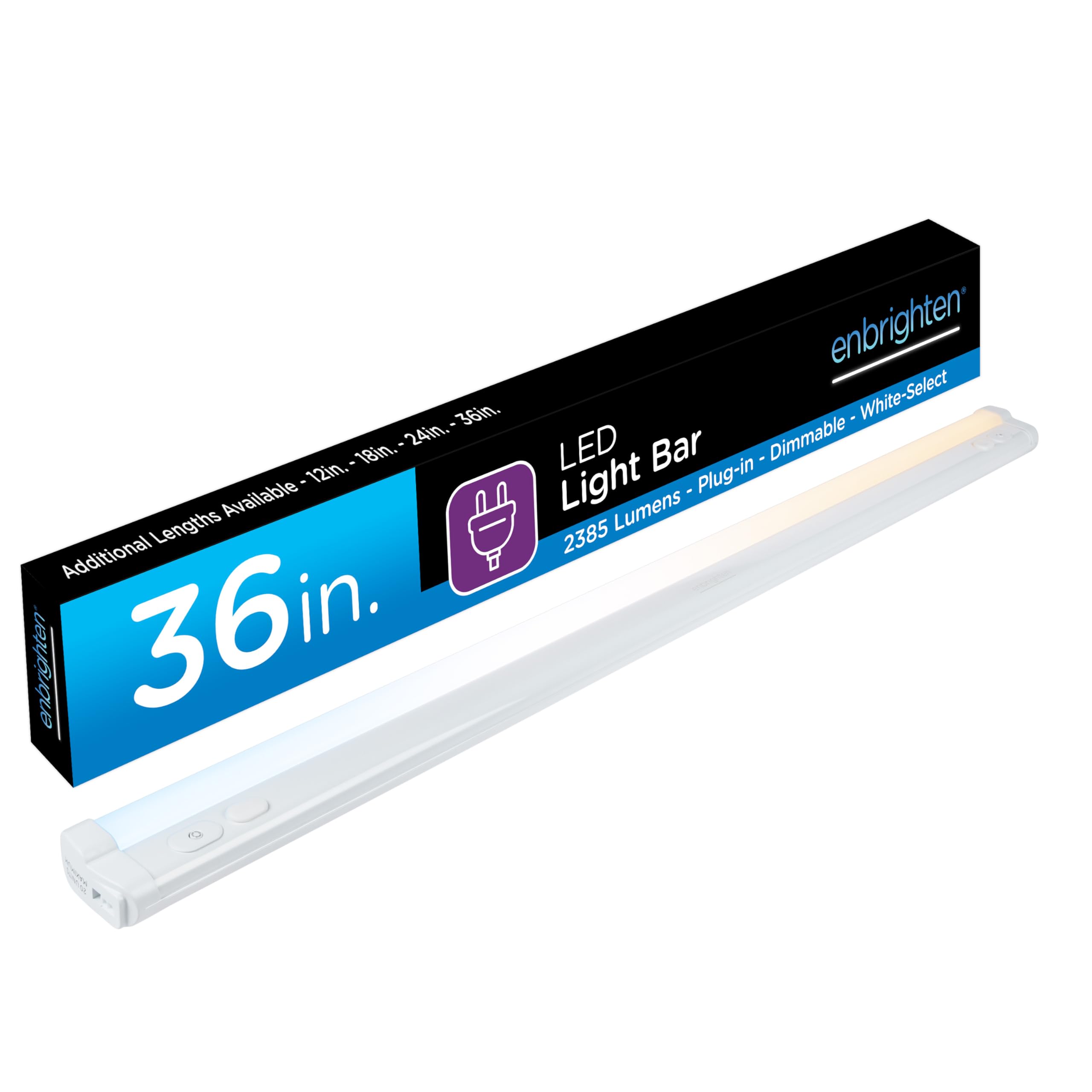 Enbrighten 36 inch Plug-in Under Cabinet Lights, 2386 Lumens, Five White Settings from (2700K-6500K), Full Range Dimmable, One-Touch Sync Control, Linkable Under Counter Lights for Kitchen 82788-T1