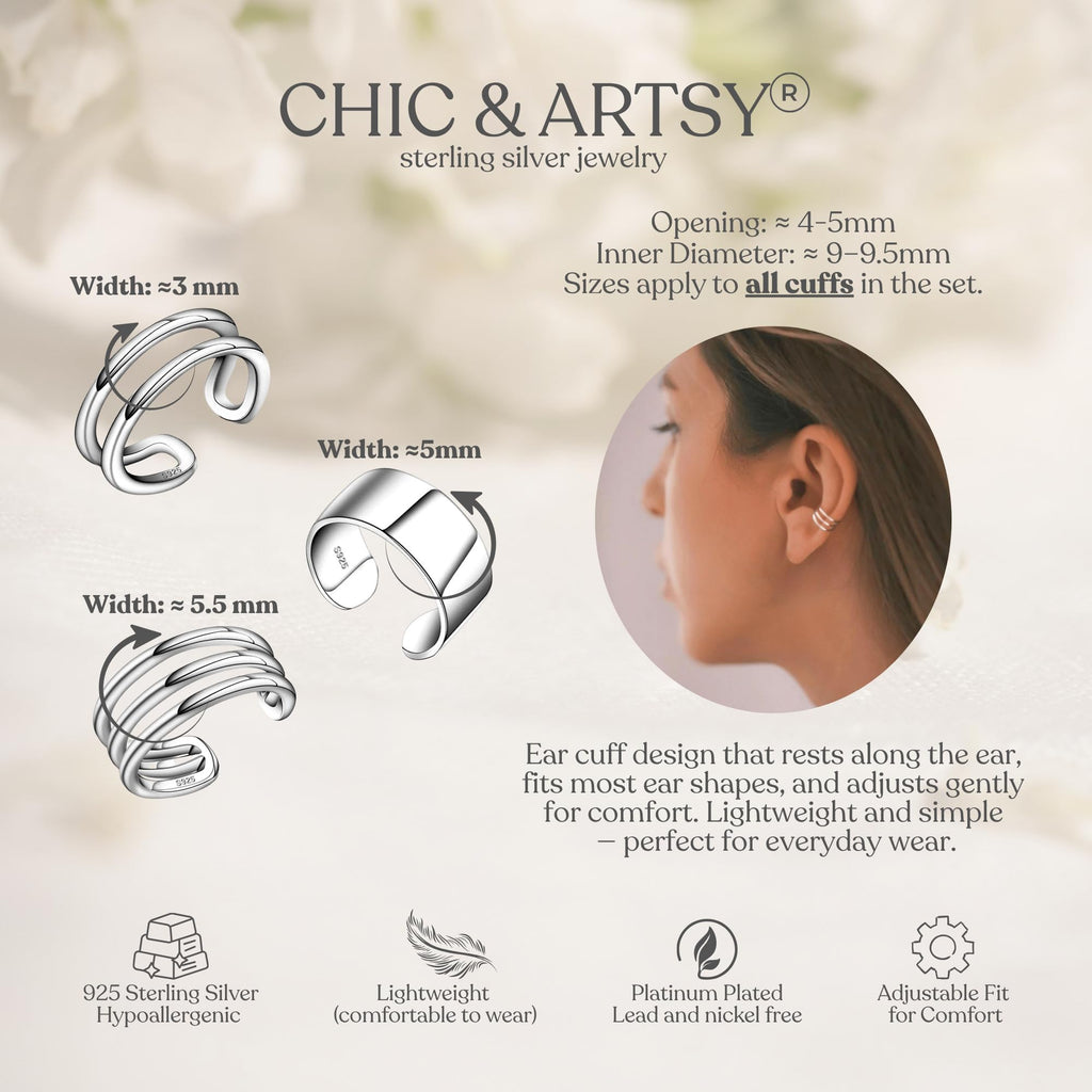 Ear Cuffs 925 Sterling Silver Ear Cuffs for Women Non Piercing Cartilage Cuffs Conch Earrings