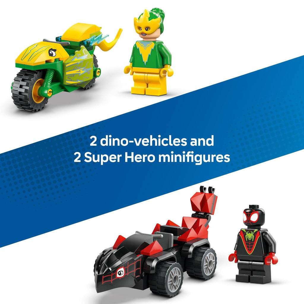 LEGO Marvel Spidey and His Amazing Friends Spin and Electro Dinosaur Vehicle Chase - Car and Motorcycle Preschool Building Toy for Kids, Boys and Girls, Ages 4+ - Gift Idea for Birthdays - 11198