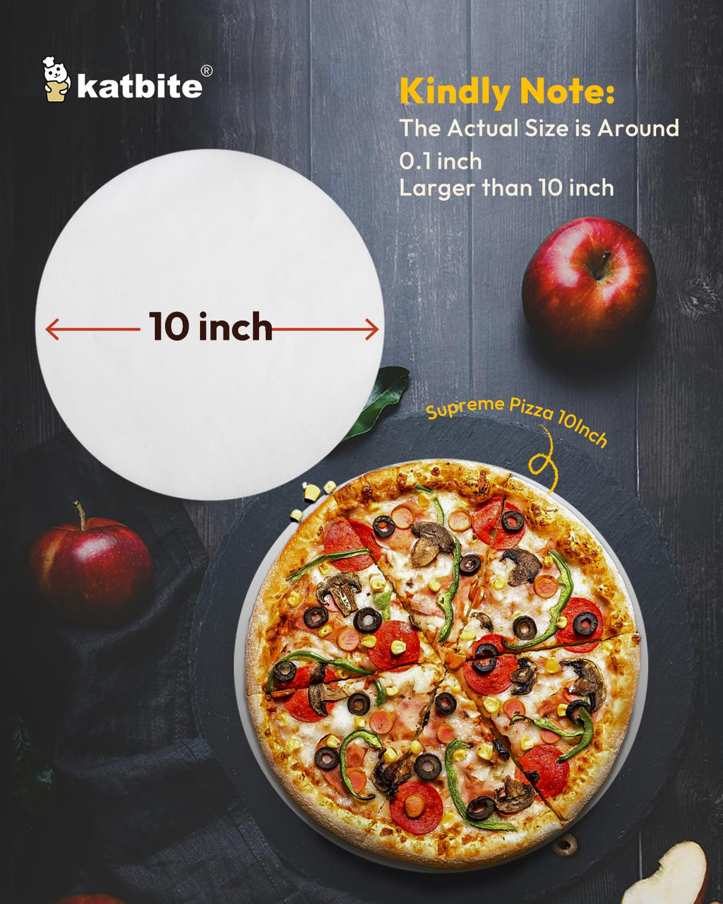 Katbite 10 Inch Parchment Paper Rounds, 400Pcs Round Parchment Paper for Cake Baking, Air Fryer Liners, Freezing, Tortilla Press(2 Pack of 200Pcs)