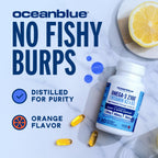 Oceanblue Professional Omega-3 2100 with Vitamin K2 and Vitamin D3-60 Count - Triple Strength Burpless Fish Oil Omega-3 Supplement with EPA, DHA & DPA - Wild Caught - Orange Flavor, 30 Servings