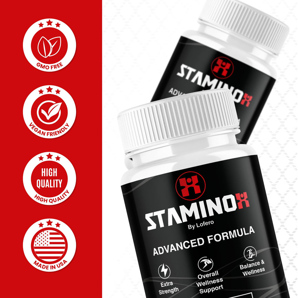 Staminox Pills Official Staminox Supplement Advanced Strength Formula for Overall Health and Wellness Support, Multivitamin Maximum Strength with Natural Herbal Ingredients, Made in USA (60 Capsules)