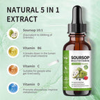 bogomo Soursop Bitters Liquid 2 Fl Oz, Soursop Graviola Leaf Extract Liquid Drop, Soursop Multivitamin Liquid Drops Organic for Cell Support, Immune System, Relax