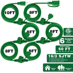 K KASONIC Outdoor Extension Cord 50 FT, Evenly Spaced 6 Outlets, Green