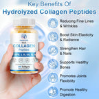 SIGNILIFE Multi Collagen Peptides for Women & Men, Hydrolyzed Collagen Peptides-Type I, II, III, V, X - with Hyaluronic Acid,Vitamin C,Biotin,Supports Skin Hair Nail, Non-GMO, 280 Softgels