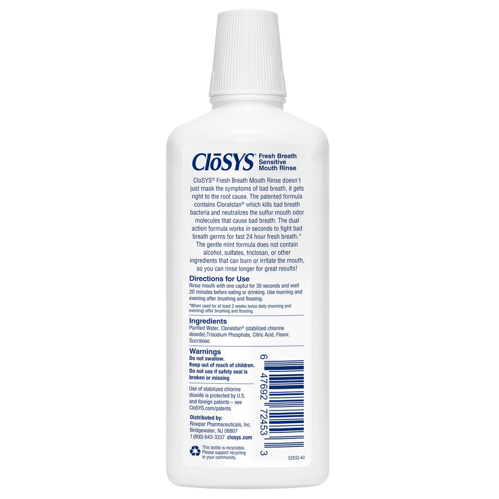 CloSYS Mouthwash, 32 Ounce, 2 Count, Fresh Breath Mouthwash, Gentle Mint, Alcohol Free, Dye Free, pH Balanced Mouth Wash, Helps Soothe Entire Mouth, Fights Bad Breath