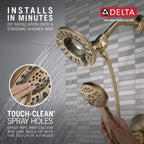 Delta Arvo 14 Series Brushed Gold Bathtub Shower Faucet Set with In2ition 2-in-1 Dual Shower Head with Handheld Spray Combo, Valve Trim Kit, Champagne Bronze 144840-CZ-I (Valve Included)