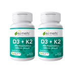 EZ Melts Dissolvable Vegan Vitamin D3 + K2 5,000 IU - Bone & Heart Health Support - Immune Function Support - No Artificial Flavors - Non-GMO - Green Apple - 180 Dissolvable Tablets (180 Servings)