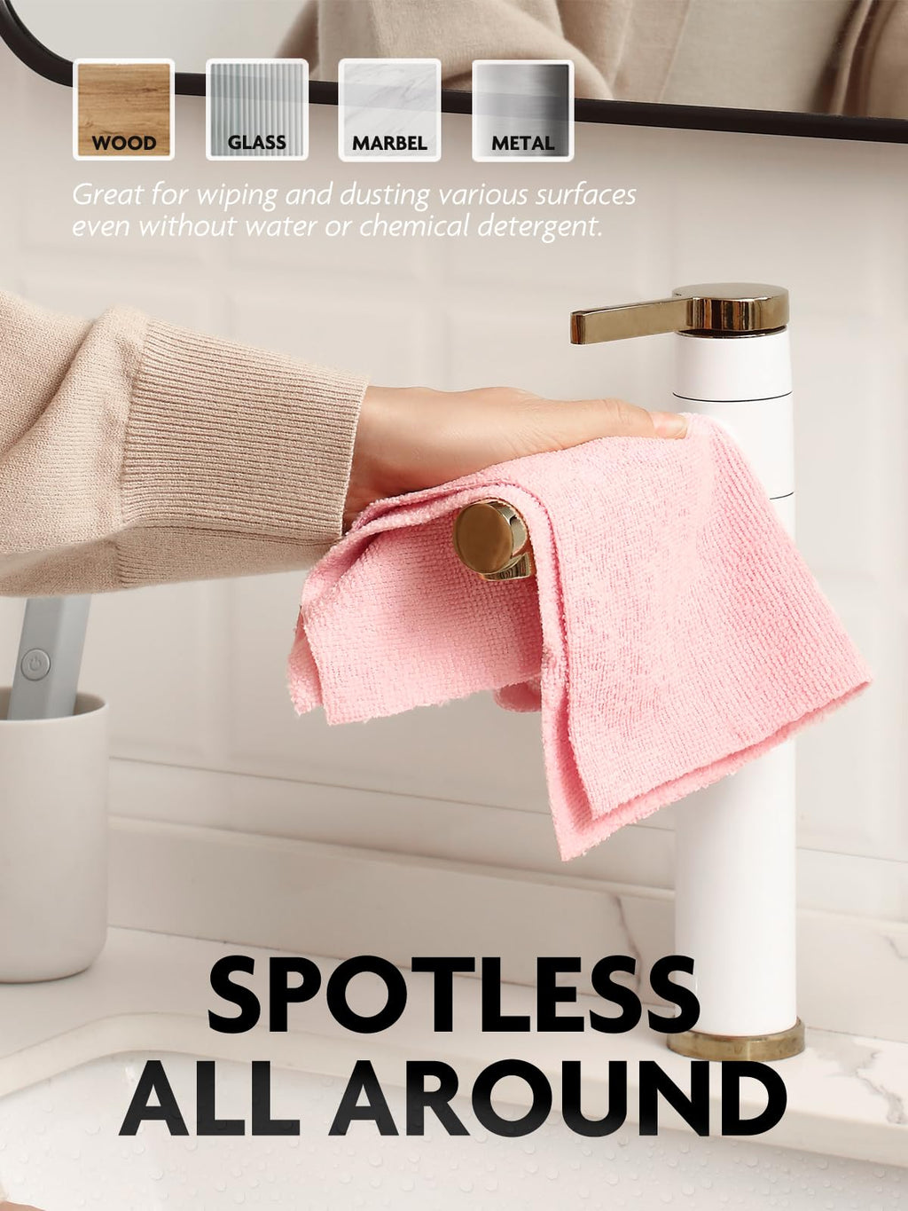 Fantasticlean Microfiber Cleaning Cloth Roll -675 Pack, Tear Away Microfiber Towels, 12" x 12", Reusable, Washable, Ultra Absorbent Dishcloth for All-Around Cleaning Supplies (9 Rolls of Pink)