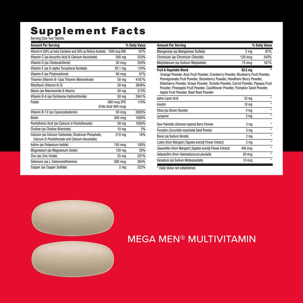 GNC Mega Men Performance and Vitality Vitapak Program, Convenient Complete Nutrition, 5 Products in 1 Packet, Circulation, Blood Flow, Prostate Health, Sexual Function, 30 Packs