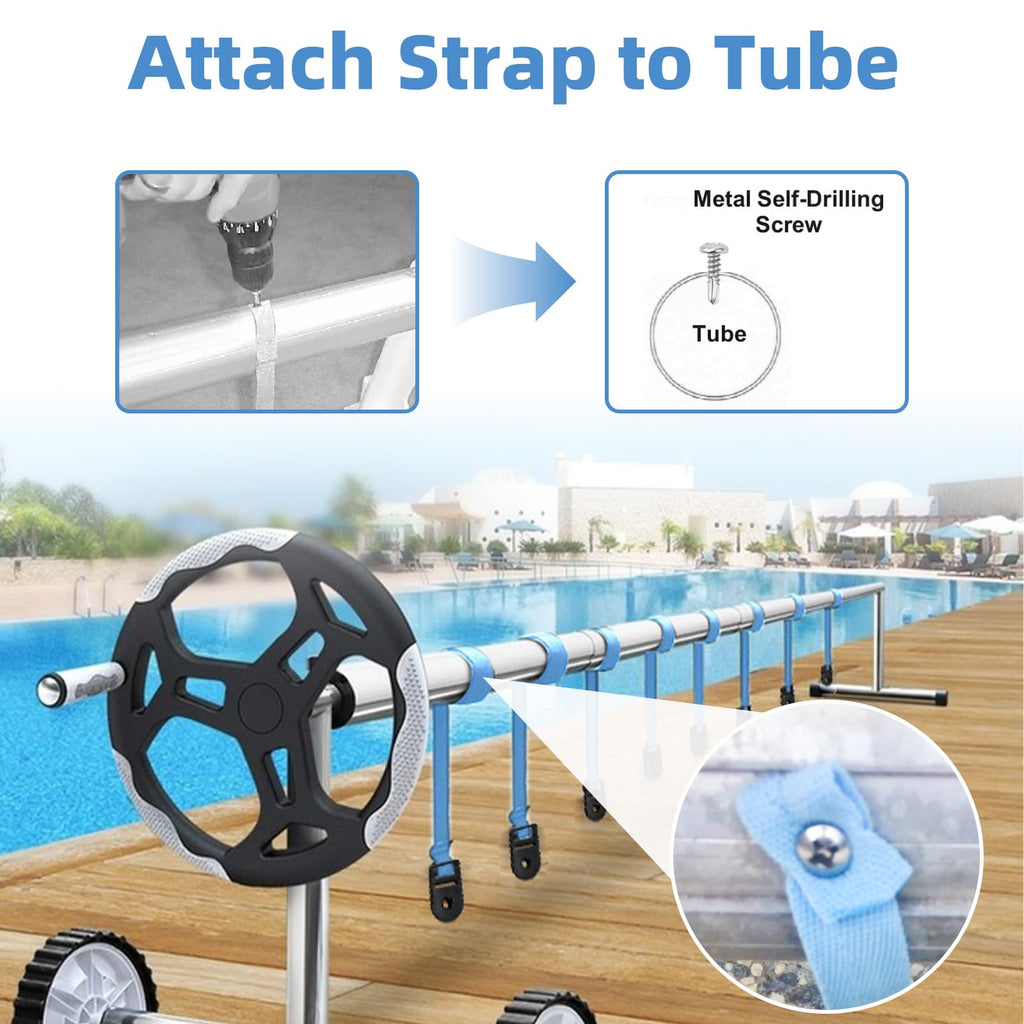 XCWT 50-inch Extra Long Pool Solar Cover Reel Straps - Pool Reel Tube & Blanket Fastening Kit Replacement for Feherguard Pool Roller System, Fastener Used to Attach Solar Blanket to Solar Reel