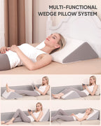 Forias Knee Wedge Pillow, 8" Pure 40D Memory Foam Knee Surgery Pillow Under Knee Pillow for Back Sleeping Post-Surgery Recovery Triangle Pillow for Sciatica Ankles Hip Knee Support