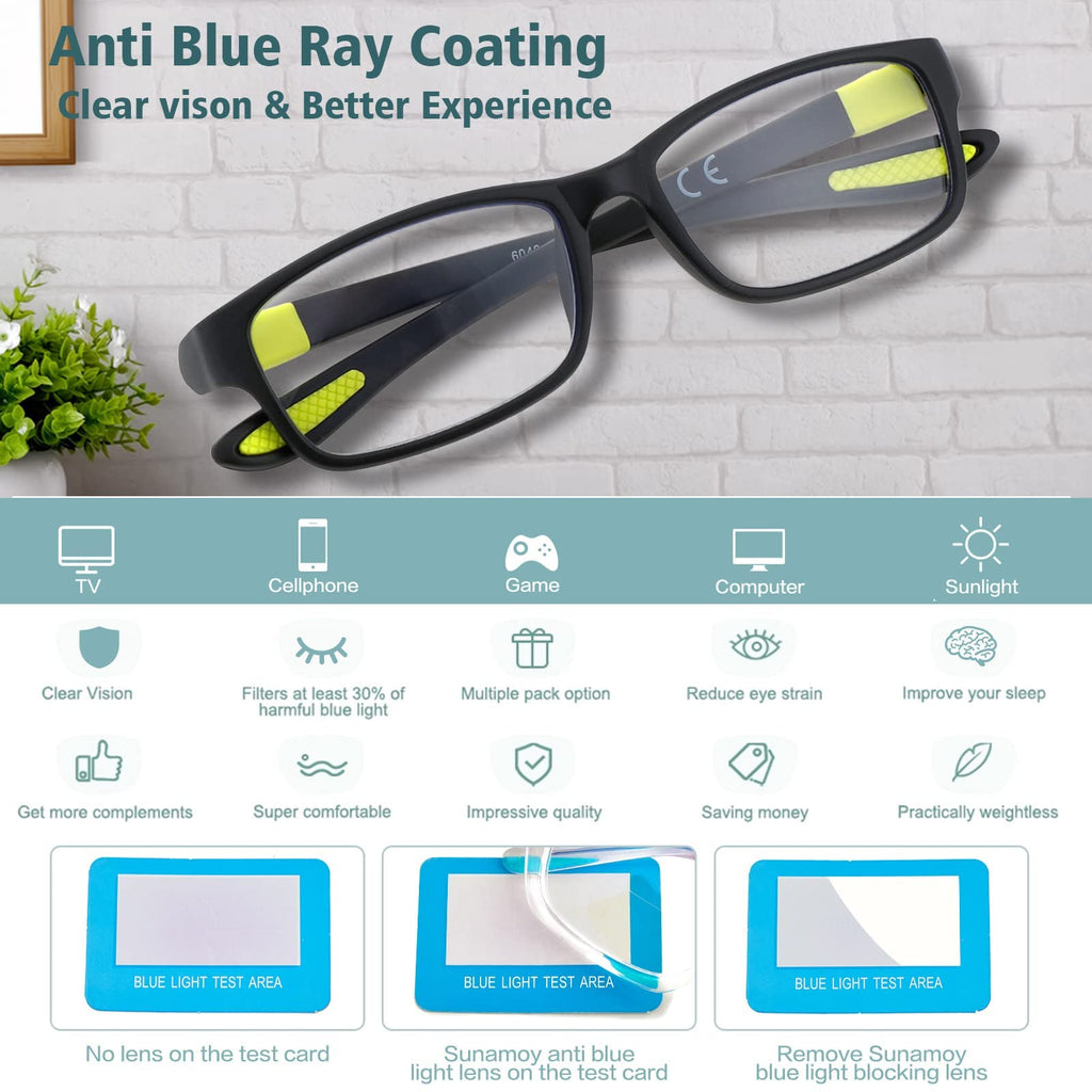 SUNAMOY Wide Reading Glasses For Men Blue Light Blocking Computer Readers Stylish Designer Sport Cheater Large Head Frame Nice Black Photochromic Tinted Dark Transition Eyeglasses 2 Packs