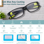 SUNAMOY Wide Reading Glasses For Men Blue Light Blocking Computer Readers Stylish Designer Sport Cheater Large Head Frame Nice Black Photochromic Tinted Dark Transition Eyeglasses 2 Packs