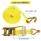 4 Pack 2 Inch Ratchet Straps Heavy Duty 20ft Tie Down Straps Ratchet with Double J Hook, 10000 LBS Break Strength, Cargo Ratchet Straps for Moving, Truck, Trailers, Motorcycles, Kayaks, Car Roof