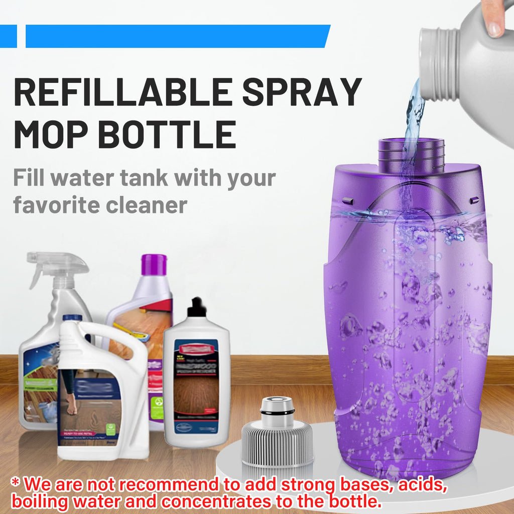 IOPRETTY Spray Mops for Floor Cleaning - Wet Dry Mops with 2 Washable + 2 Disposable Pads for Swiffer Powermop - Refillable Bottle for Hardwood Tile Home Kitchen - Absorbs Pet Hair Dust Stains