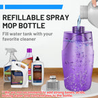 IOPRETTY Spray Mops for Floor Cleaning - Wet Dry Mops with 2 Washable + 2 Disposable Pads for Swiffer Powermop - Refillable Bottle for Hardwood Tile Home Kitchen - Absorbs Pet Hair Dust Stains