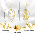Two Tone Twisted Line Drop Earrings for Women Gold and Silver Earrings