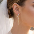 SWEETV Marquise Cubic Zirconia Dangle Earrings for Women, Crystal Wedding Bridal Drop Earrings for Brides Bridesmaids, 18K Gold Plated Chandelier Earrings for Anniversary Prom Jewelry Gift, Style01
