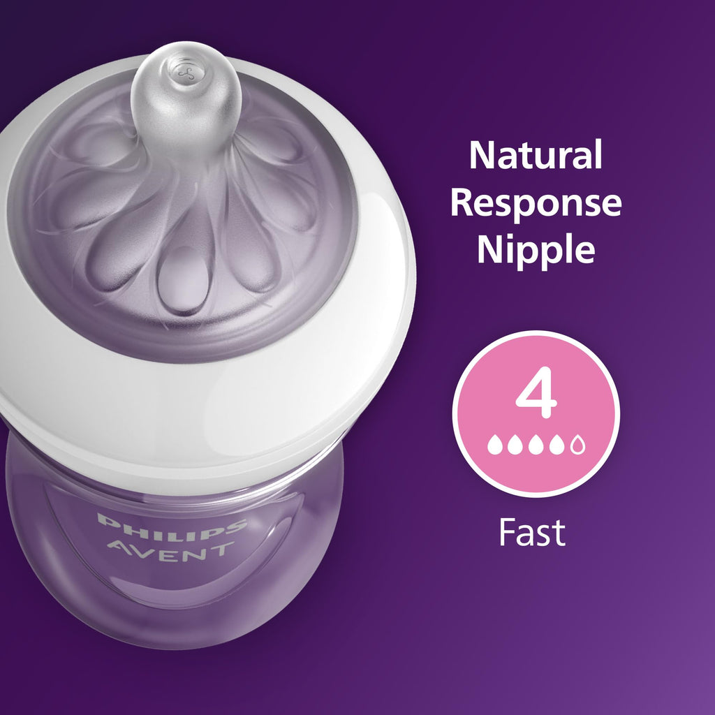 Philips Avent Natural Baby Bottles, Fast Flow, 11 oz, BPA-Free, 4-Pack