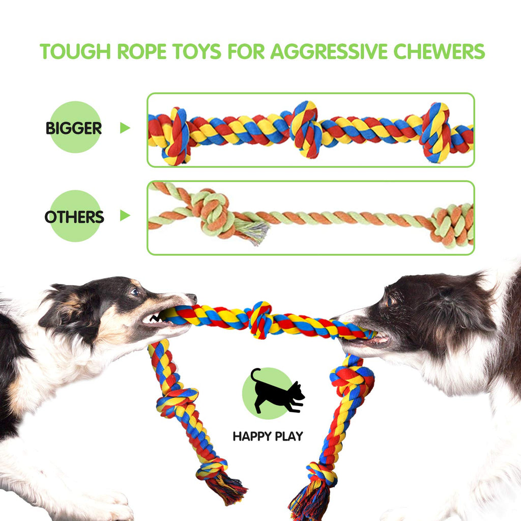 SHARLOVY Large Tough Chew Toys for Aggressive Chewers, 9 Pack Dog Rope Toys