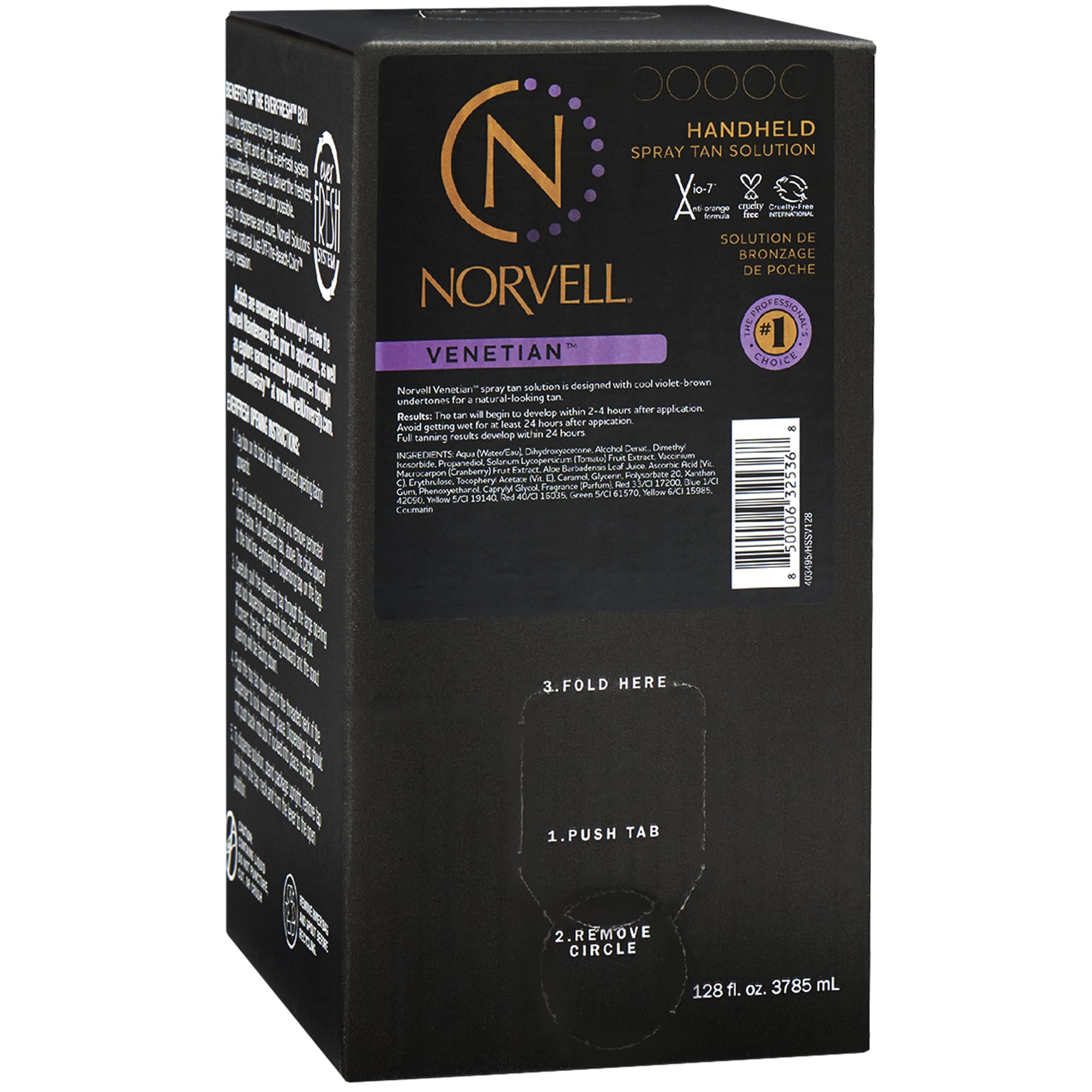 Norvell Premium Spray Tan Solution Venetian Gallon 128 fl oz – Professional Sunless Tanning Formula for Natural Bronze Glow, Streak Free, Fast Drying, Long Lasting Color