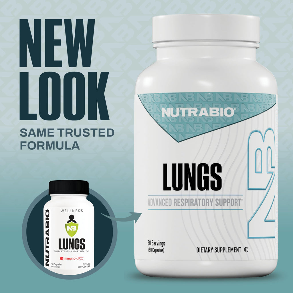 NutraBio Lungs Supplement - Blend of Immuno-LP20 and Natural Extracts to Help Support Respiratory & Immune Health - 90 Capsules