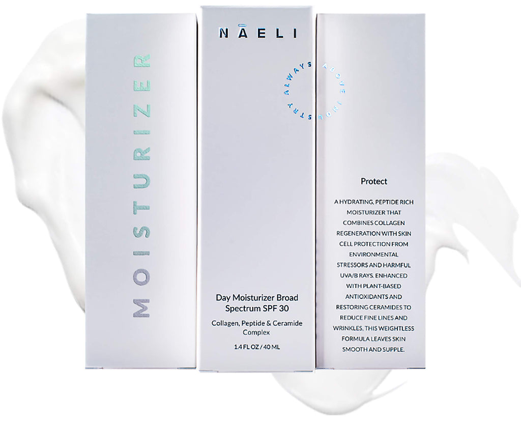 NAELI Face Moisturizer with SPF 30, Anti Aging Collagen & Peptide Cream, Reduces Wrinkles - Lightweight Skin Hydration with Hyaluronic Acid, Paraben Free & Non-Comedogenic Sunscreen, 1.4 oz