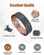 Jecanori Copper Bracelet for Men, 3X Strength Magnetic Bracelets for Men,Ideal Gift