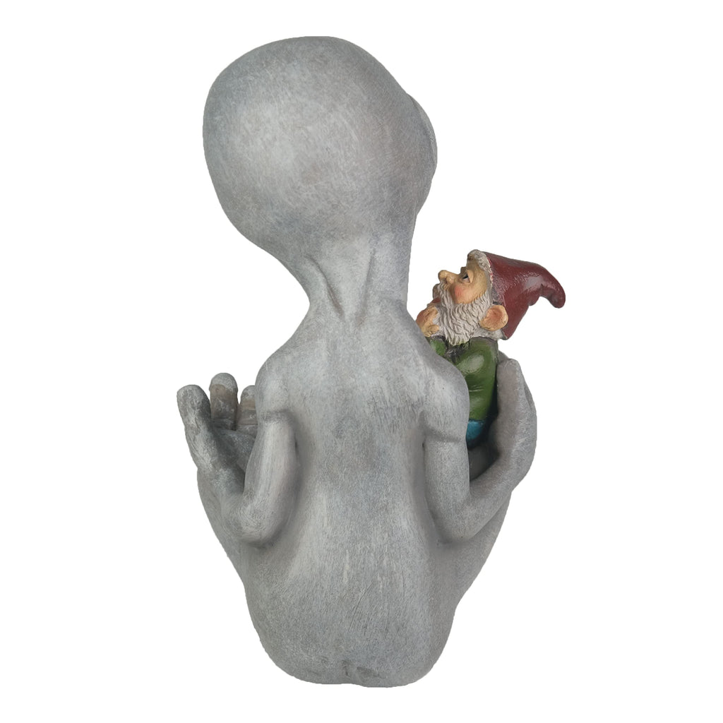 BELLA HAUS DESIGN Andre' & Fritz Friendship Stories Alien and Gnome Garden Statue | Poly-Resin 6.5" h x 4" w x 3.5" d Outdoor Décor (Stories - Garden Statue)