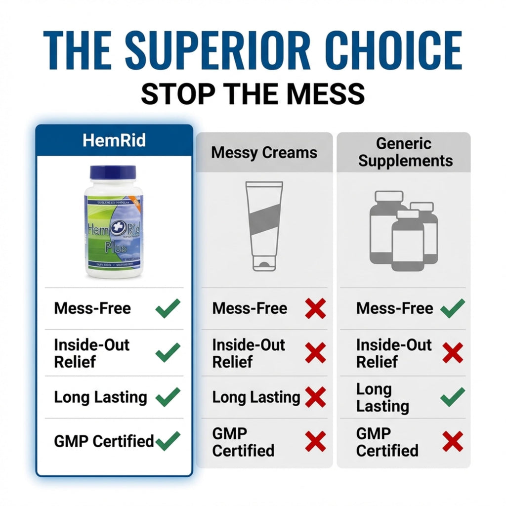 HemRid Plus Advanced Herbal Comfort Formula - 45 Veggie Capsules for Enhanced Comfort & Wellness, Featuring Horse Chestnut, Witch Hazel & More - Proudly Made in the USA