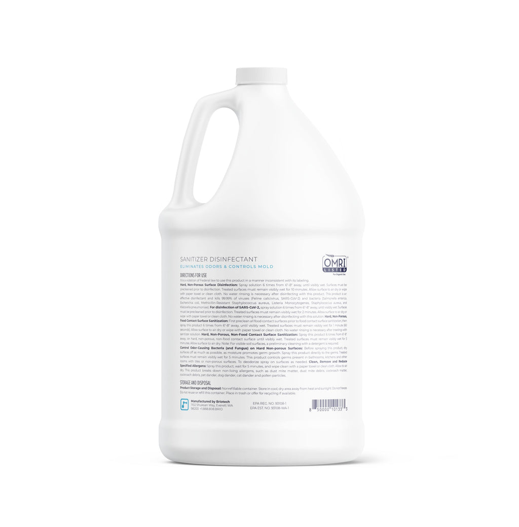 BRIOTECH Sanitizer Disinfectant Hypochlorous, Kill 99.99% of Viruses & Bacteria, Control Mold, Eliminate Odor, Gentle for Nursery & Play Rooms, Food Contact Surface Sanitizer, 1 Gallon Refill (4 Pack)