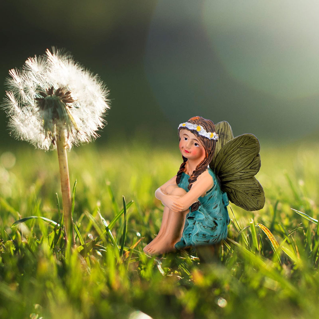 6 Miniature Fairy Figurines for Garden Outdoor, Resin Fairies with Sticks