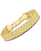 kptophk 14K Gold 10mm Mesh Chain Link Bracelet | Gold Bracelets For Women | Jewelry Gift (Size: 7.5inches)