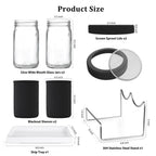 Kitmiido Organic Seed Sprouting Jar Kit – 2 × 32 oz Wide-Mouth Mason Jars with Stainless-Steel Sprouter Lids & Stand, Blackout Sleeves, Drain Tray – Grow Broccoli, Alfalfa & Bean Microgreens