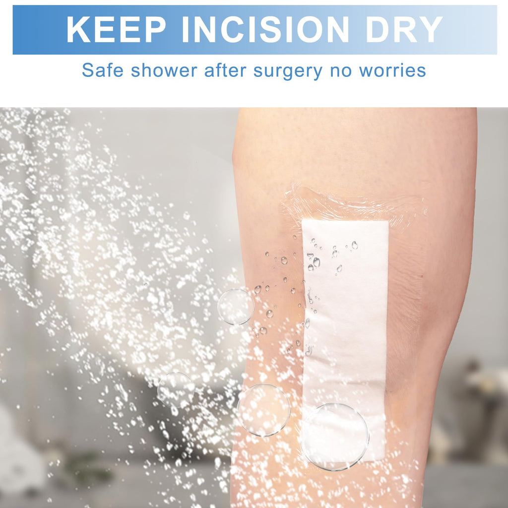 30 Pack 6"x10" Waterproof Adhesive Island Dressing for Post-Surgery Recovery | Sterile Bordered Gauze Bandages with Non-Stick Pad for Knee/Hip Replacement, Surgical Incision Care & Shower Protection
