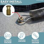 Poolzilla 25 Pack Pool Safety Cover Threaded Brass Insert Screw Bolt for Anchor
