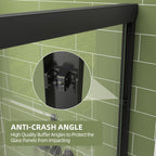 GETPRO Shower Door Double Sliding 57-60 in. W x 72 in. H Semi-Frameless Bypasss Bathroom Glass Shower Sliding Doors,1/4 inch Clear Tempered Glass Door for Walk-in Shower Matte Black