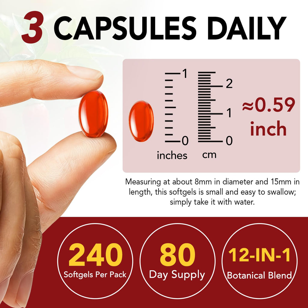 2 PCS Cayenne Pepper Softgels Supplement | 12-in-1 3000mg per Serving with Vitamins D3, K2 & E | Supports Healthy Circulation & Daily Energy | Features Hawthorn, Beetroot & Turmeric | 240 Capsules