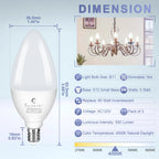 Sailstar Candelabra Light Bulbs 60 Watt Equivalent, 4000K Natural Daylight, 5W E12 Small Base Type B LED Bulbs, 500 Lumens, Chandelier Ceiling Fan Light Bulbs, CRI 85, Non-dimmable, Pack of 10