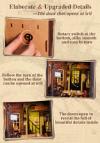 CUTEBEE Book Nook Kit - DIY Miniature House Dollhouse Kit for Adult and Teens, Booknook Bookshelf Decor Alley Model Build with LED Light, Gifts for Family and Friends