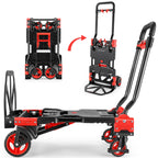 330LB Folding Hand Truck Heavy Duty Carrying, Combination of Four Wheels and Two Wheels Convertible Dolly Cart with Retractable Handle Dolly for Moving Office Carts.